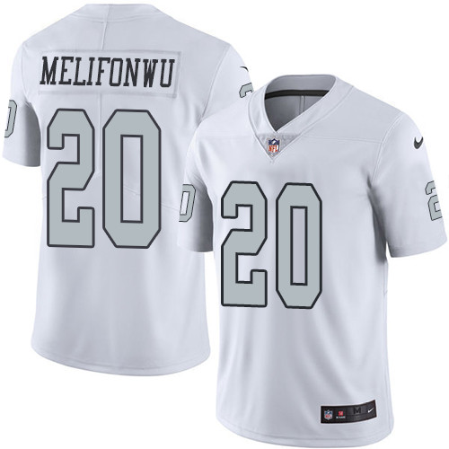 Nike Raiders #20 Obi Melifonwu White Men's Stitched NFL Limited Rush Jersey